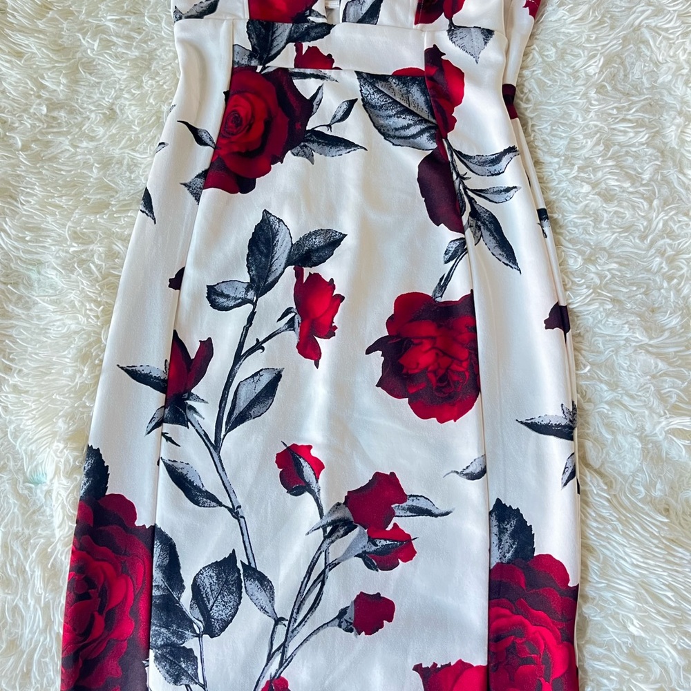 Haute Monde Red and White Floral Midi Dress